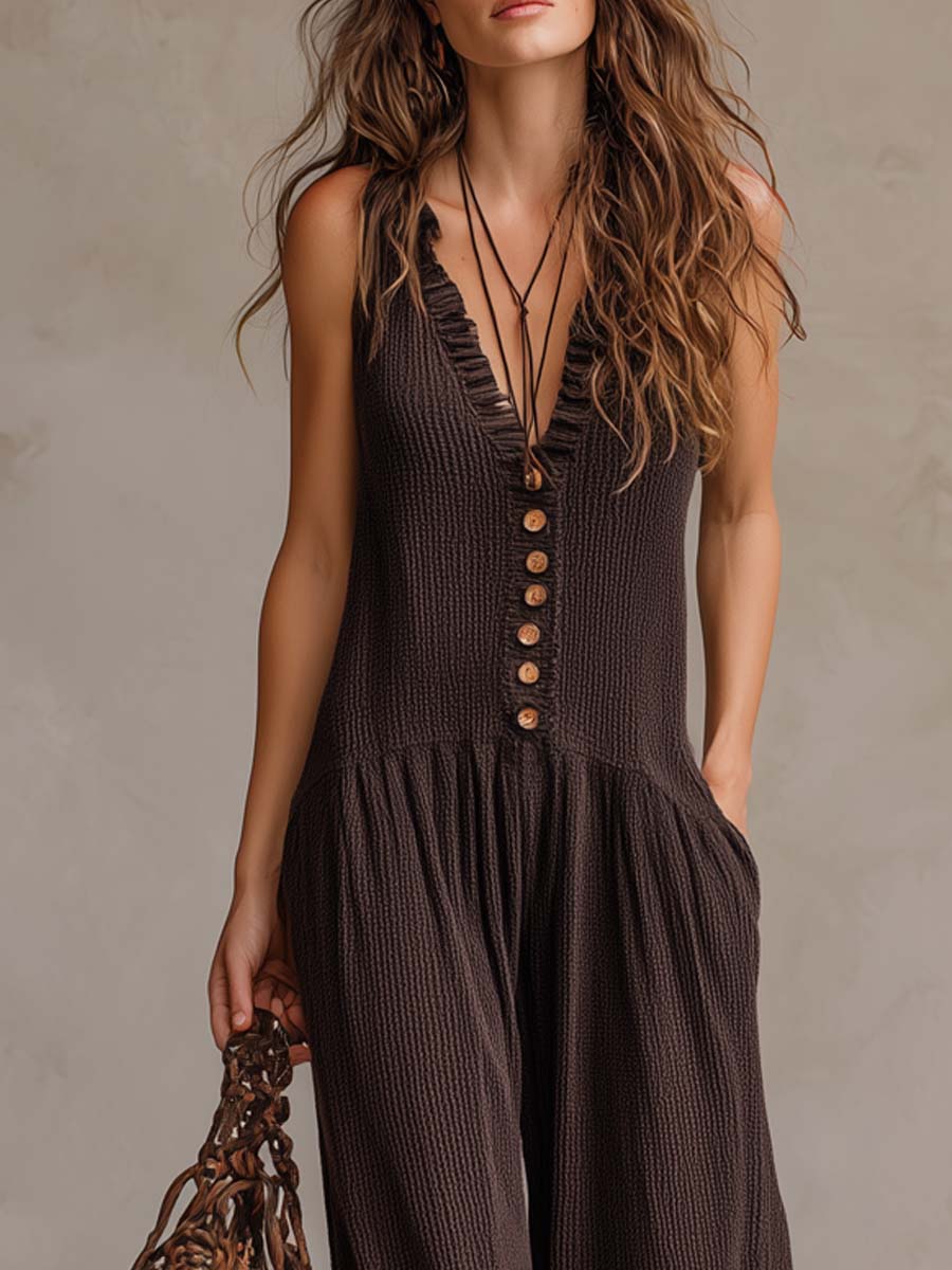Melia | Vintage Ruffle Knit Jumpsuit