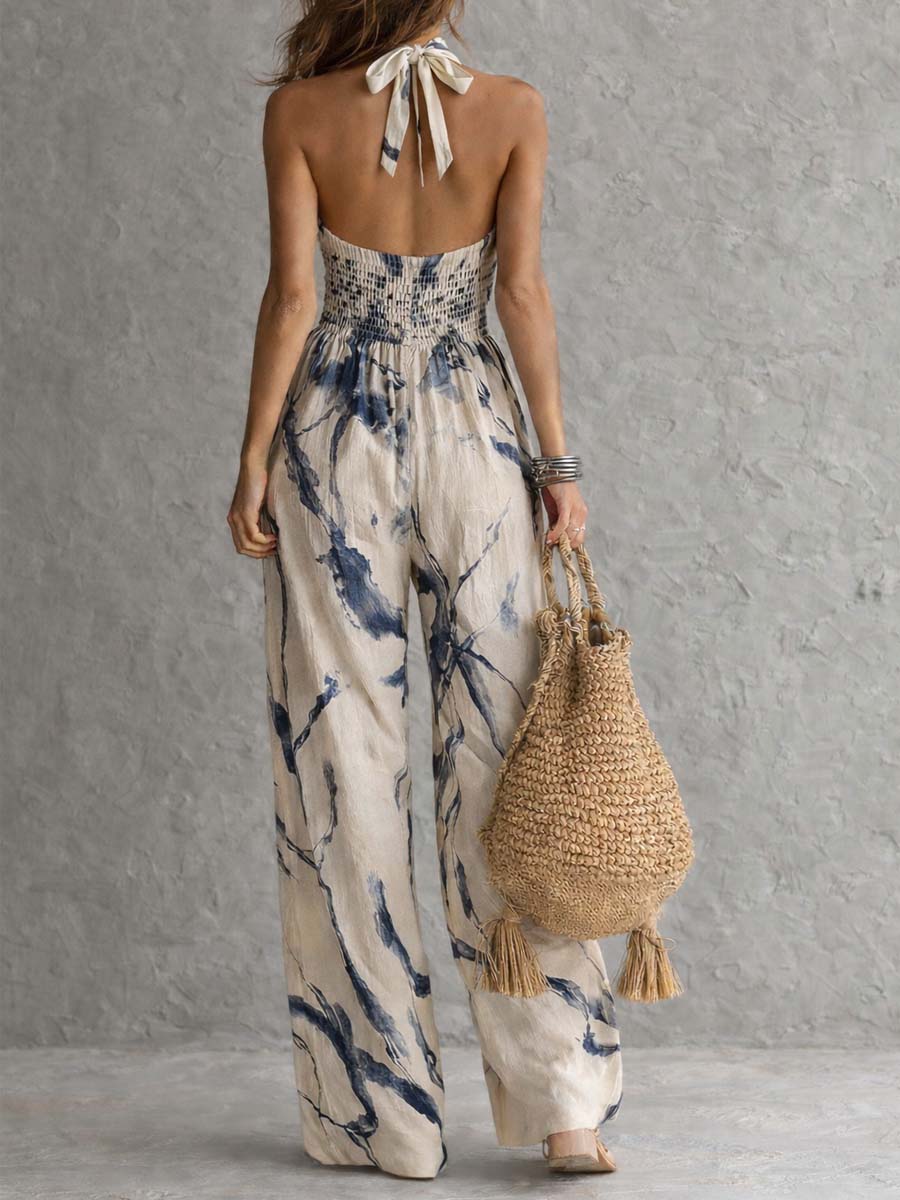 Melia | Ink Wash Halter Jumpsuit