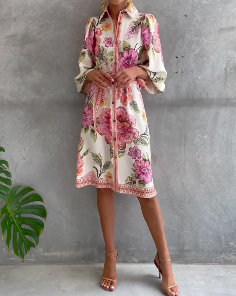 Melia | Elise Printed Lantern Sleeve Dress