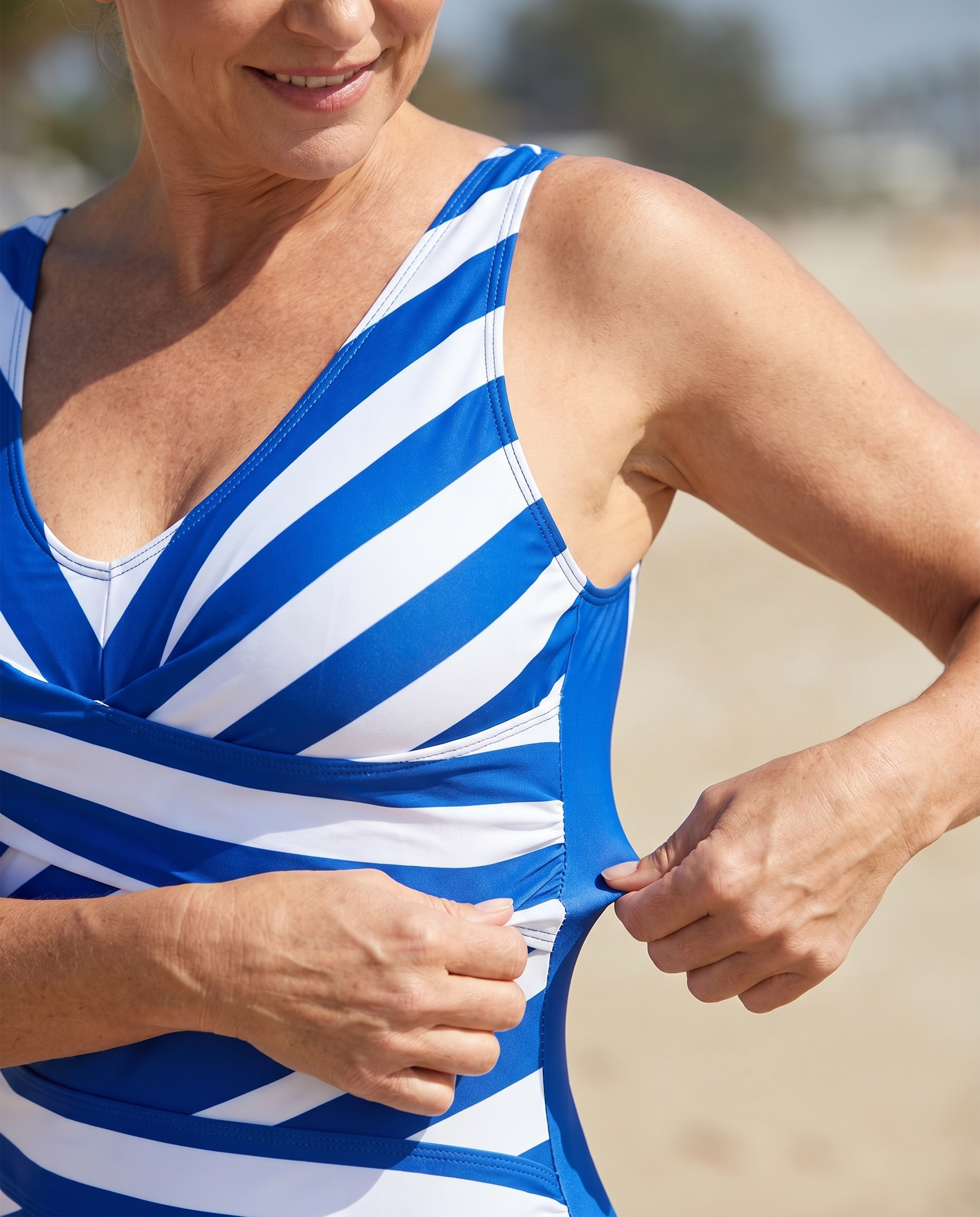Melia | Sophia Striped V-Neck Swimsuit