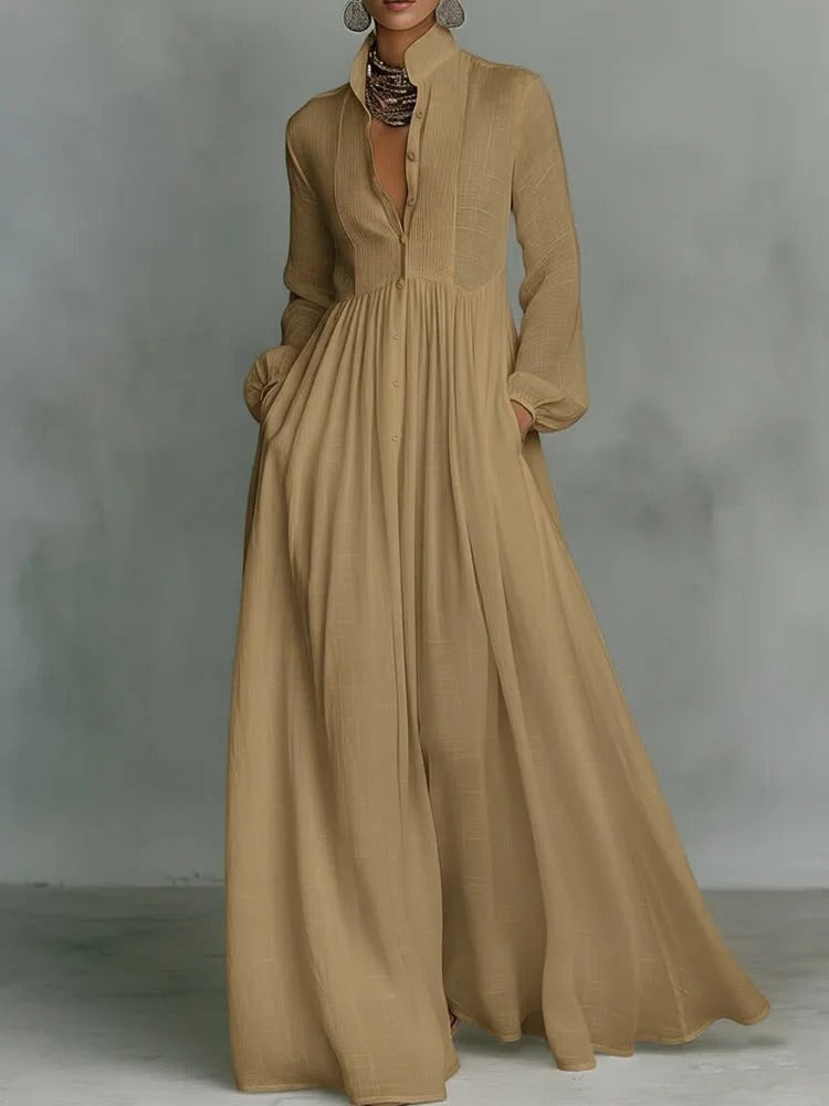 Melia | Grace Flowing Button-Front Maxi Dress