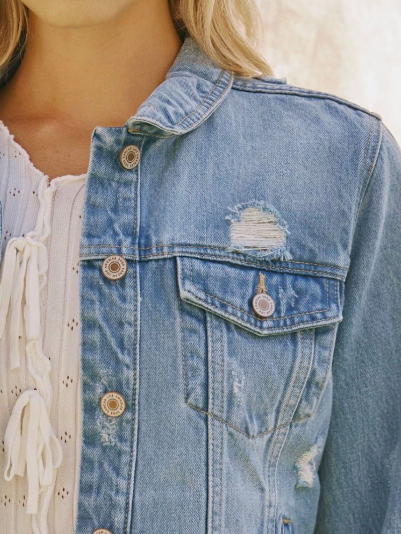 Melia | Raw Hem Blue Jean Jacket