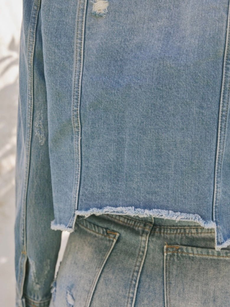 Melia | Raw Hem Blue Jean Jacket