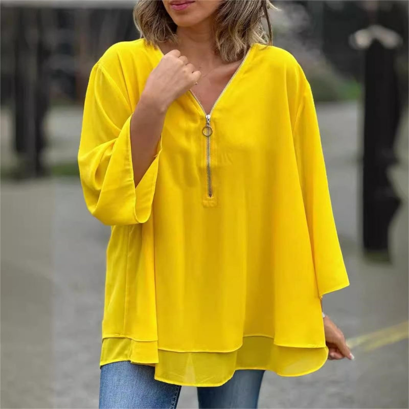 Melia | Double Layer Zipper Top