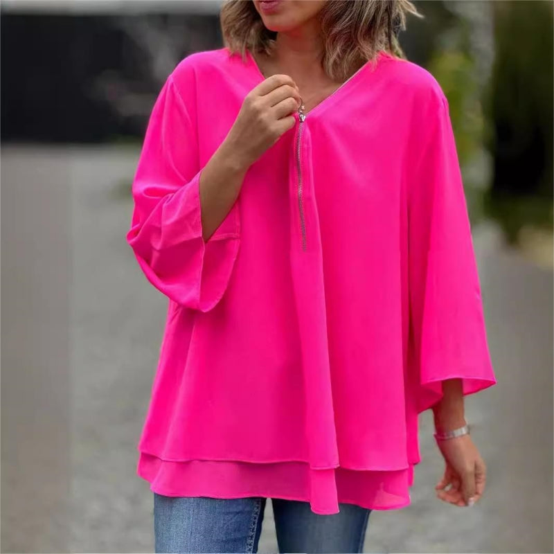 Melia | Double Layer Zipper Top