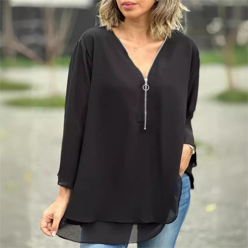 Melia | Double Layer Zipper Top