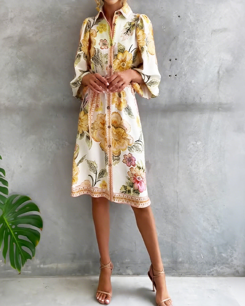 Melia | Elise Printed Lantern Sleeve Dress