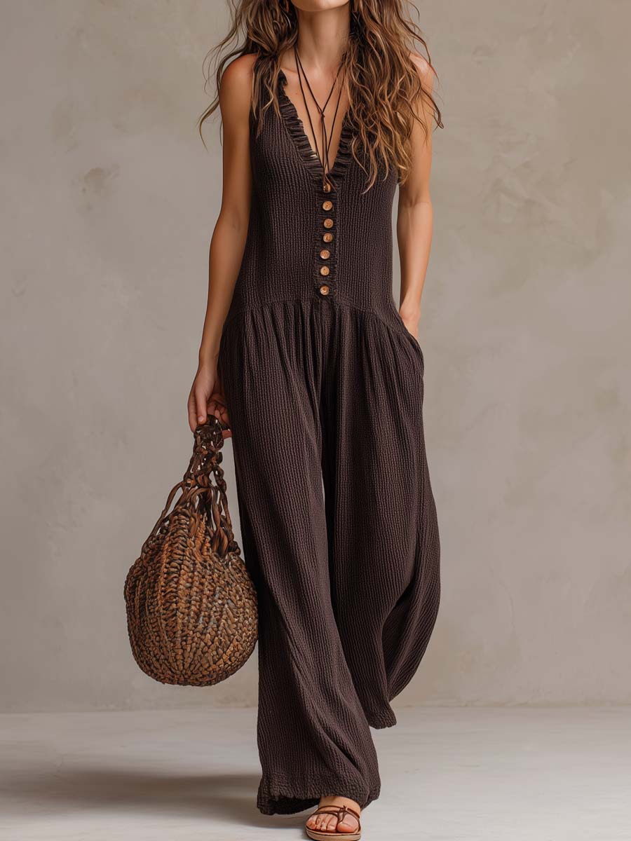 Melia | Vintage Ruffle Knit Jumpsuit
