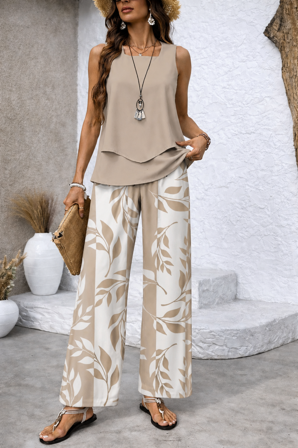 Melia | Hélène Desert Leaf Wide-Leg