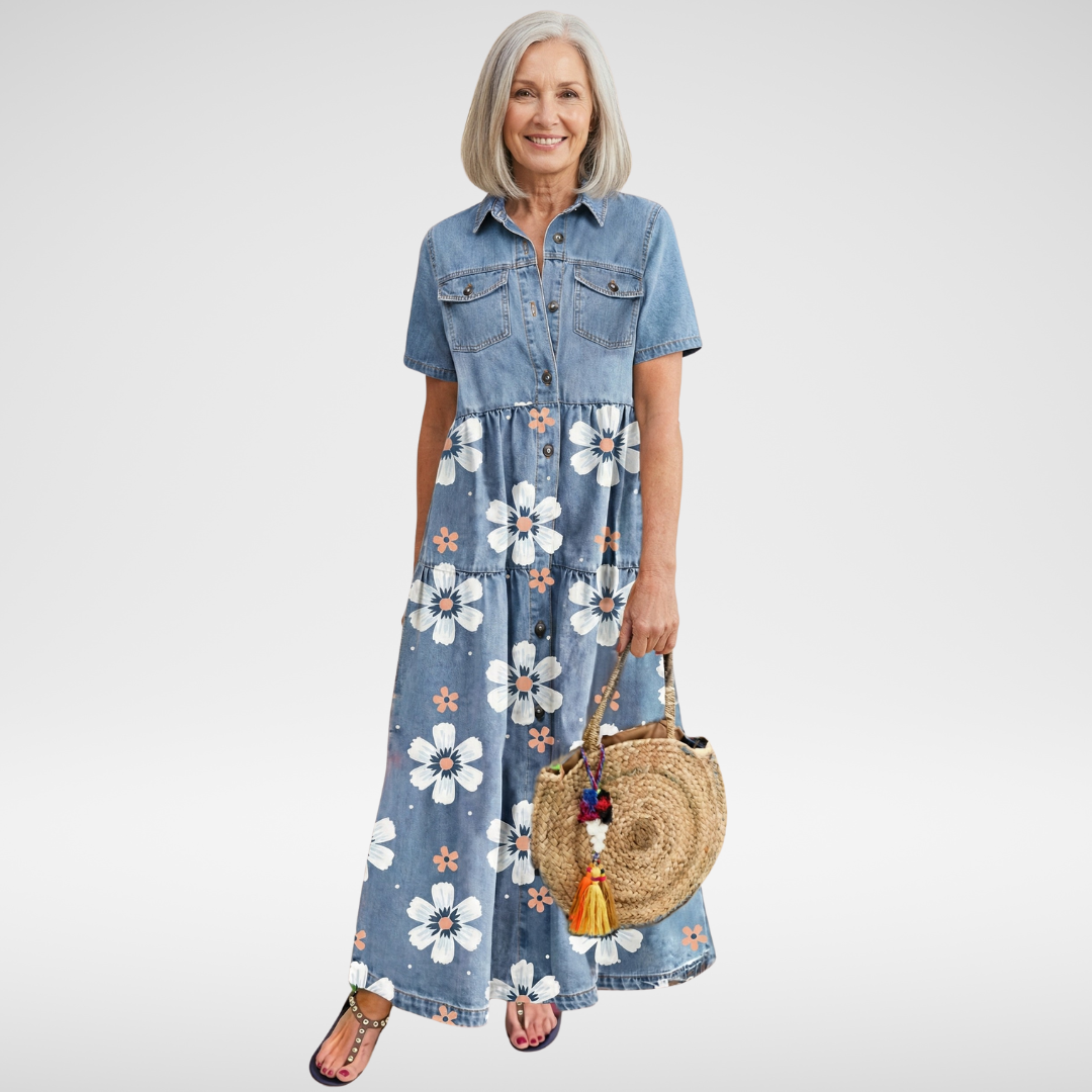 Melia | Kirra Denim Flower Dress