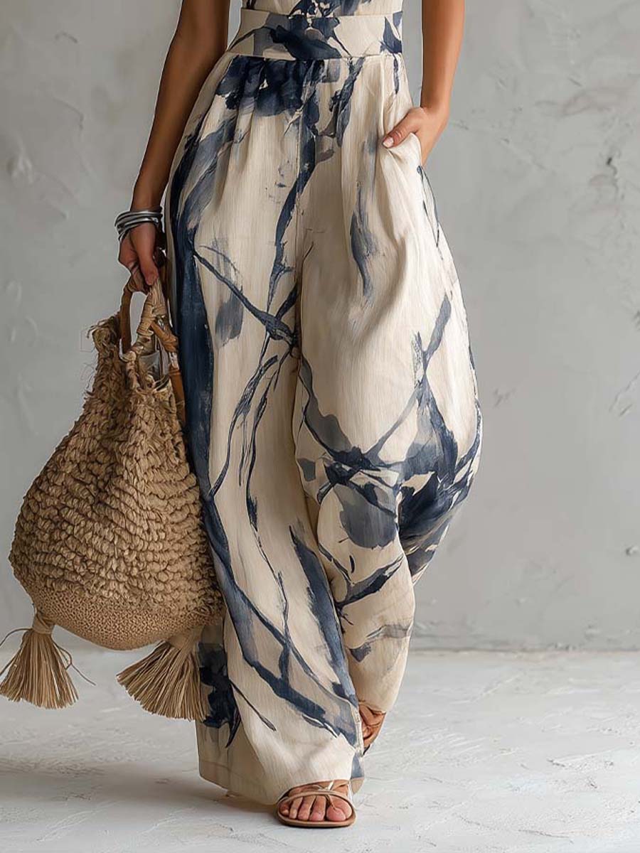 Melia | Ink Wash Halter Jumpsuit