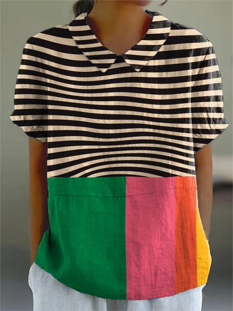 Melia | Eva Bold Stripes & Color Block Shirt