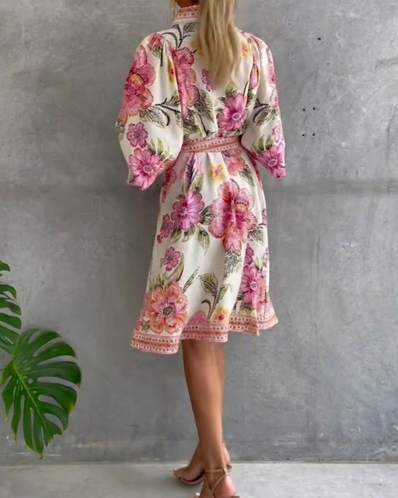 Melia | Elise Printed Lantern Sleeve Dress