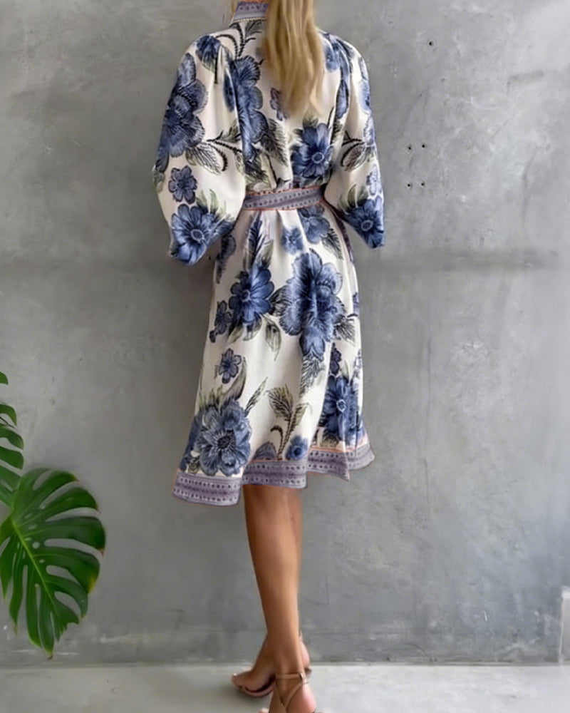 Melia | Elise Printed Lantern Sleeve Dress