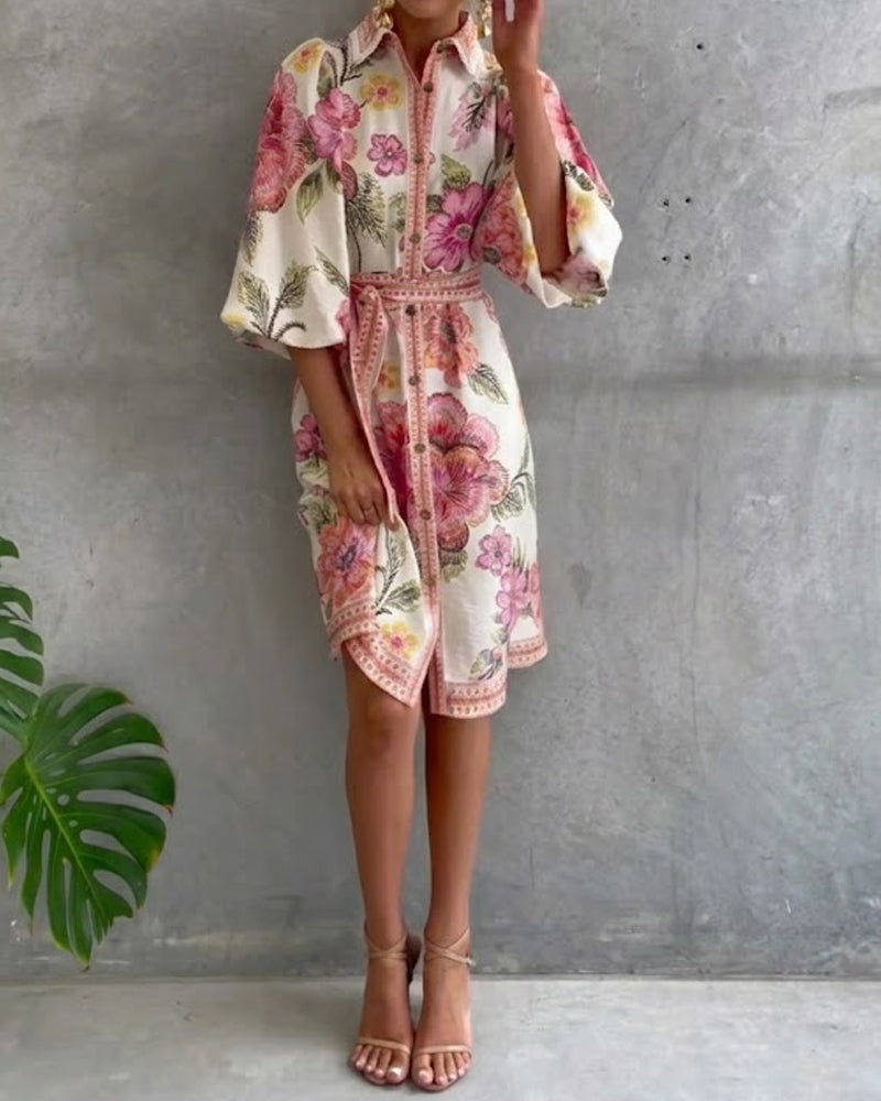 Melia | Elise Printed Lantern Sleeve Dress
