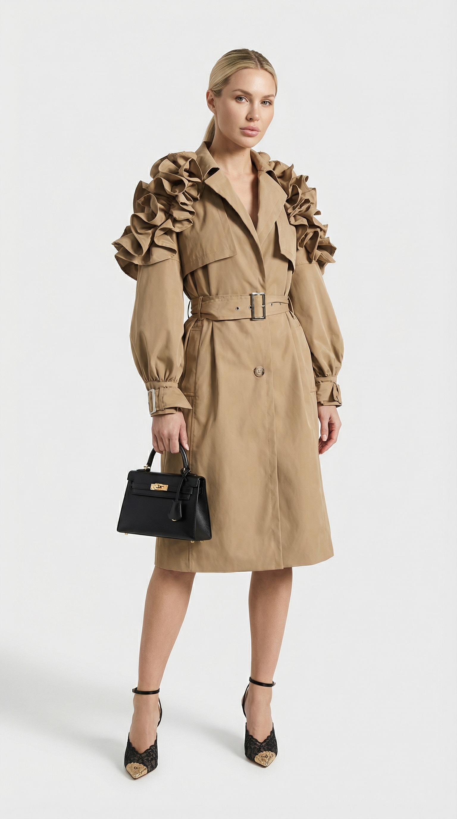 Melia | Ruffle Moment Trench Coat