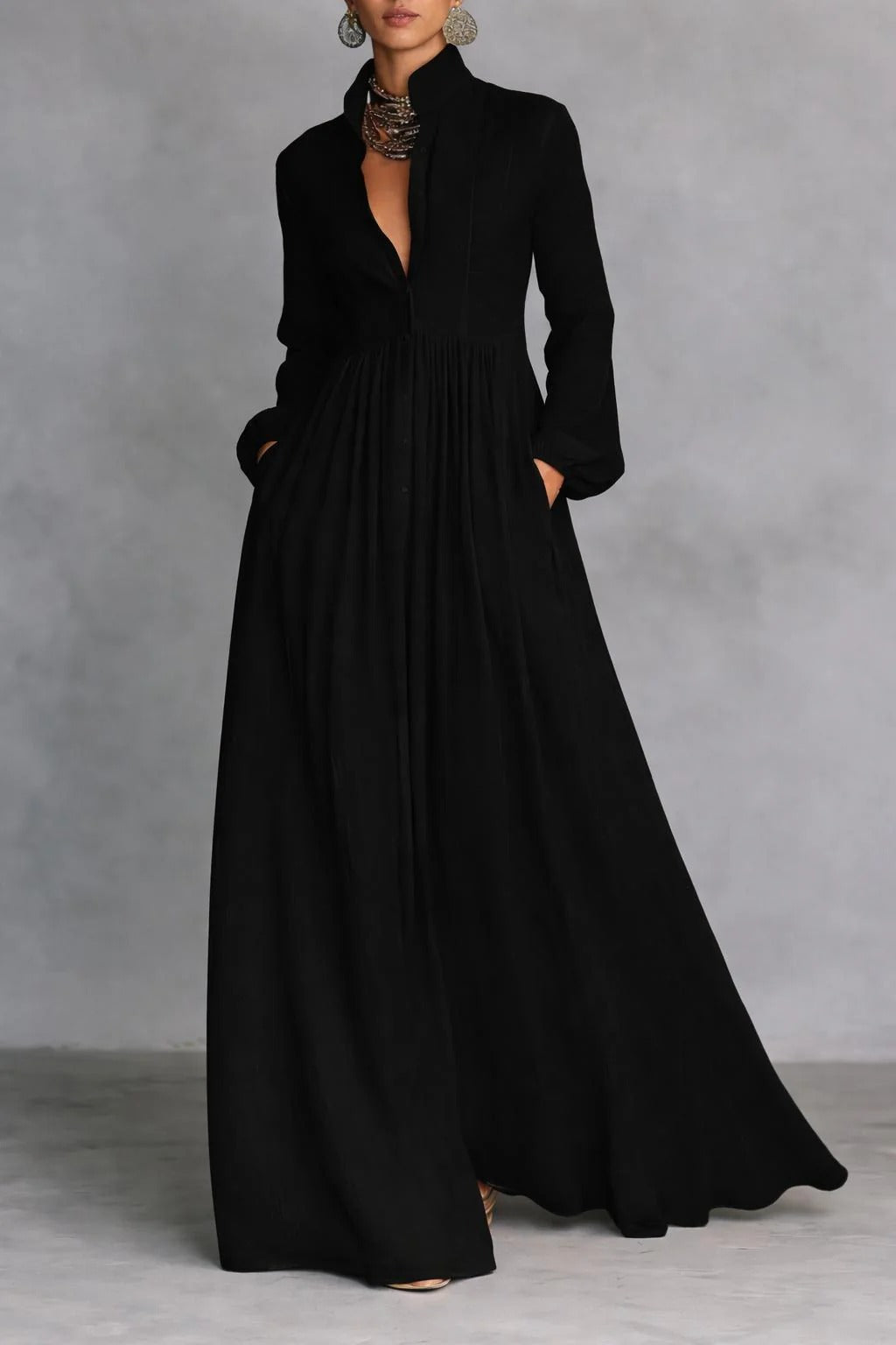 Melia | Elise Flowing Button-Front Maxi Dress
