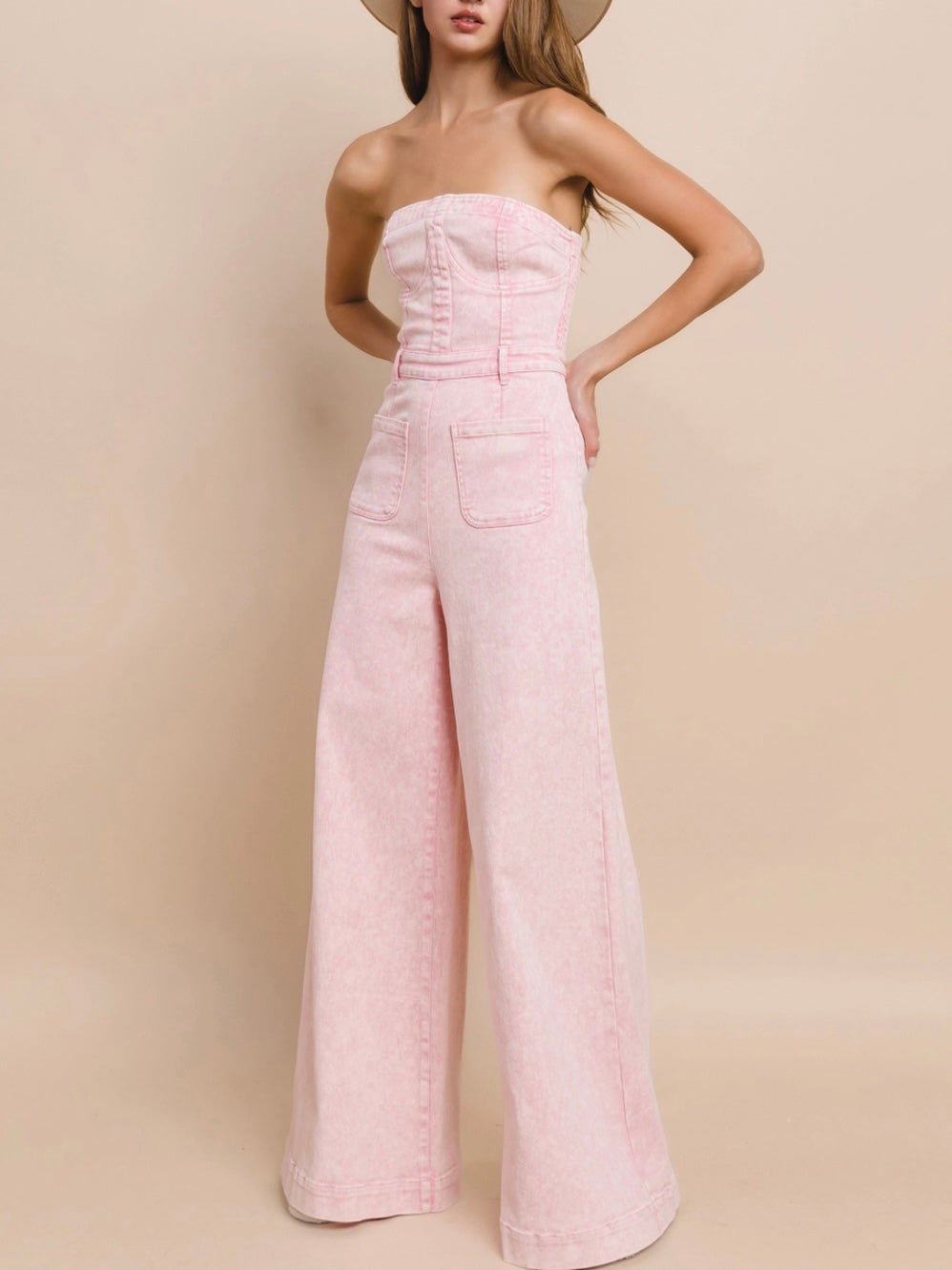 Melia | Just Sweet Pink Denim Jumpsuit