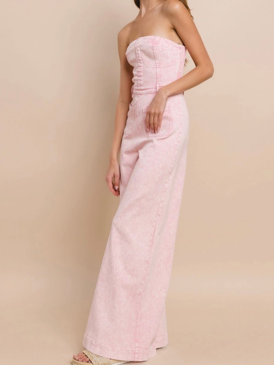 Melia | Just Sweet Pink Denim Jumpsuit