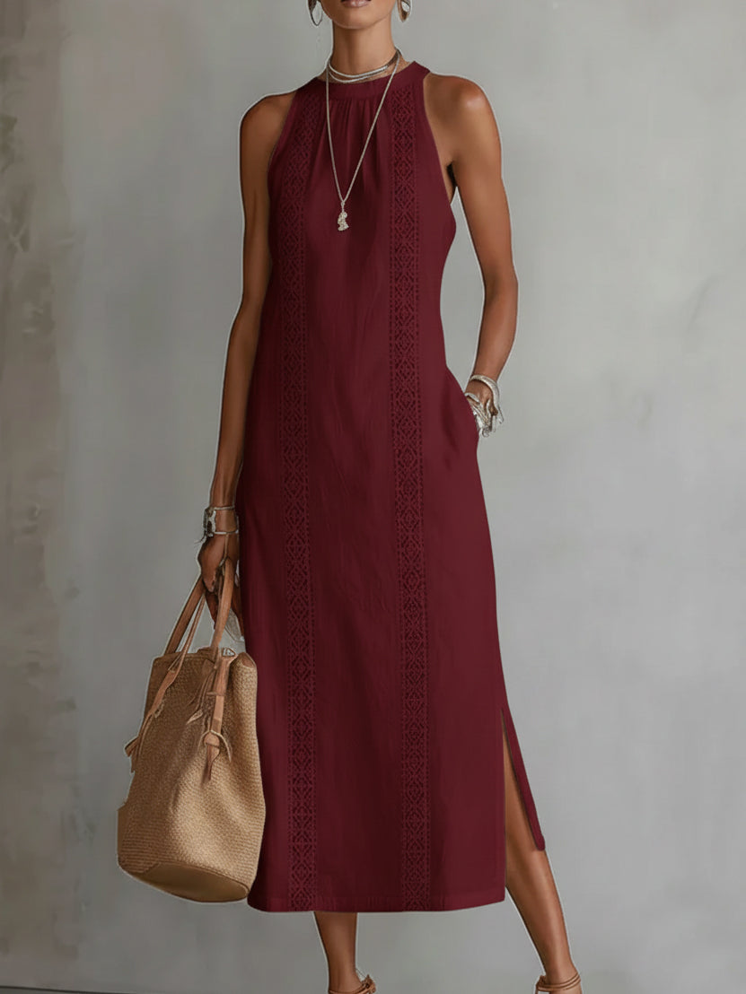Melia | Heather Sleeveless Lace Detail Midi Dress