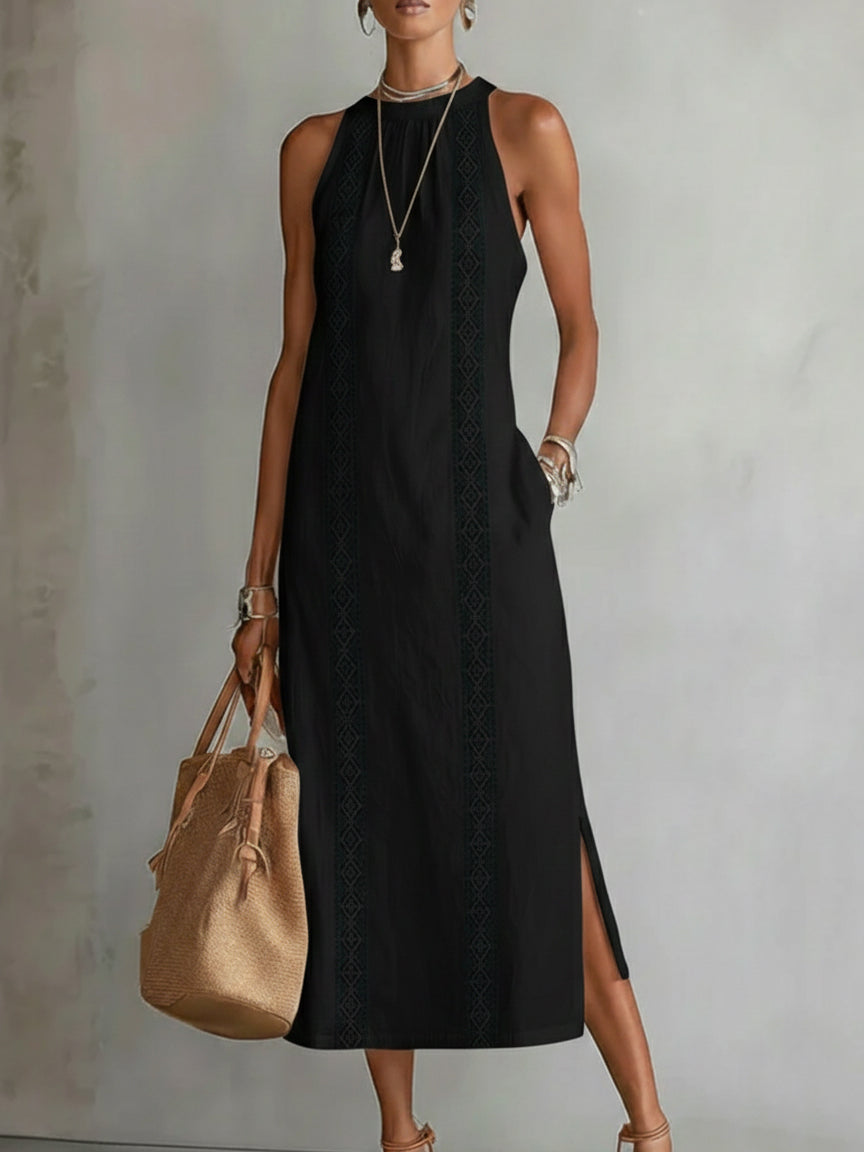 Melia | Celine Sleeveless Lace Detail Midi Dress