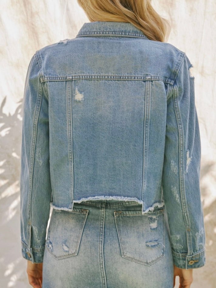 Melia | Raw Hem Blue Jean Jacket