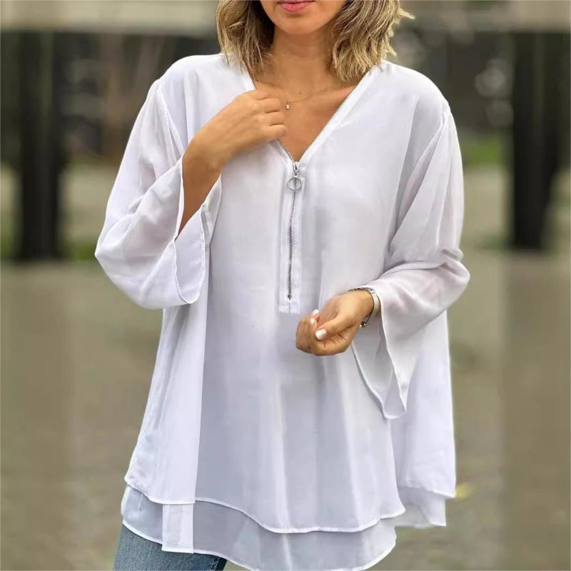 Melia | Double Layer Zipper Top