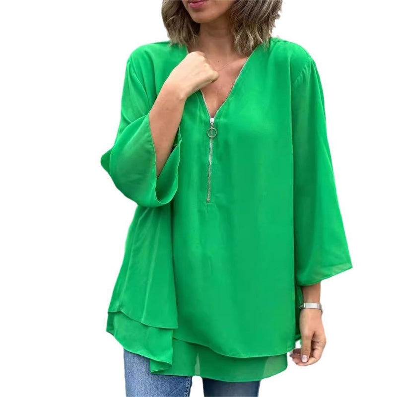 Melia | Double Layer Zipper Top